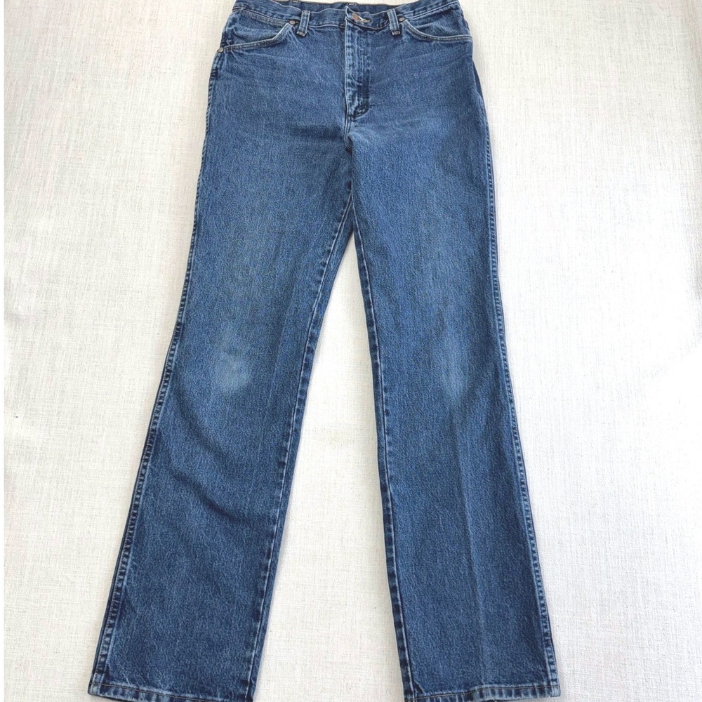 Wrangler 936DEN Cowboy Cut Slim Fit Jeans Mens 32x34 Blue Denim Straight Leg